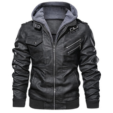 leatherjacketcoat, hooded, Coat, motorcyclejacket