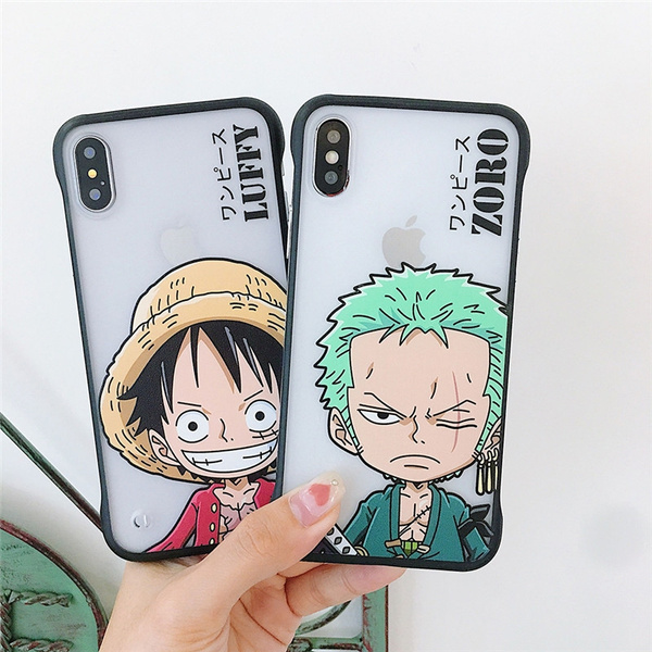 Cute Cartoon One Piece Luffy Zoro Phone Case for iPhone X Xs Max XR 7 8 6S 6 Plus Case Fundas Borderless Matte Hard PC Cover Slim Coque