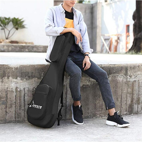 Donner 36 Inch Premium Acoustic Guitar Gig Bag Backpack Soft Case Cover Water-Resistant Nonwovens Interior Thicken Sponge Pad Two Pockets Black 