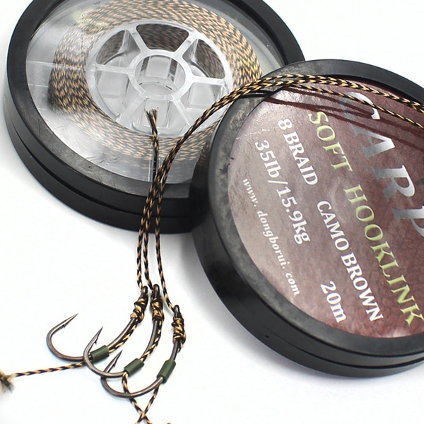 20m Carp Fishing Line Soft Hook Link Carp Hooklink Rig Line Hair Braid Y0S2