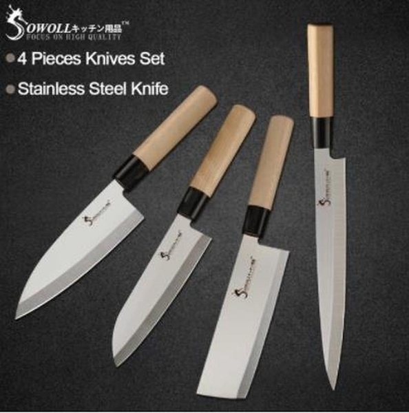 Sowoll High Quality Japanese Chef Stainless Steel Knife 4 Pcs Kitchen Knives Knives Set Kitchen Gadgets Dishes Set Set Best Kitchen Knives Chef Knife Set Forged Kitchen Japanese Knife Sets Ultra Sharp,Italian For Grandmother And Grandfather