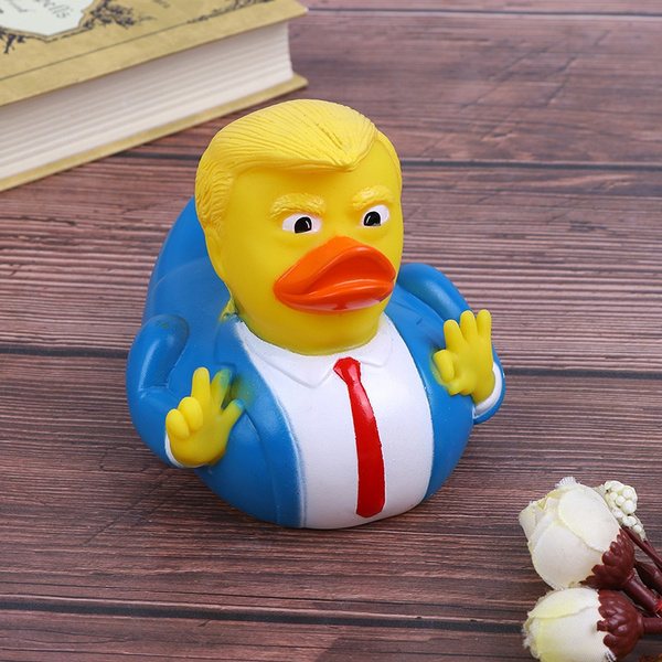 1pc Donald Trump Duck Rubber PVC Duck Bath Squeaky Baby Kids Animals Floats Toys 