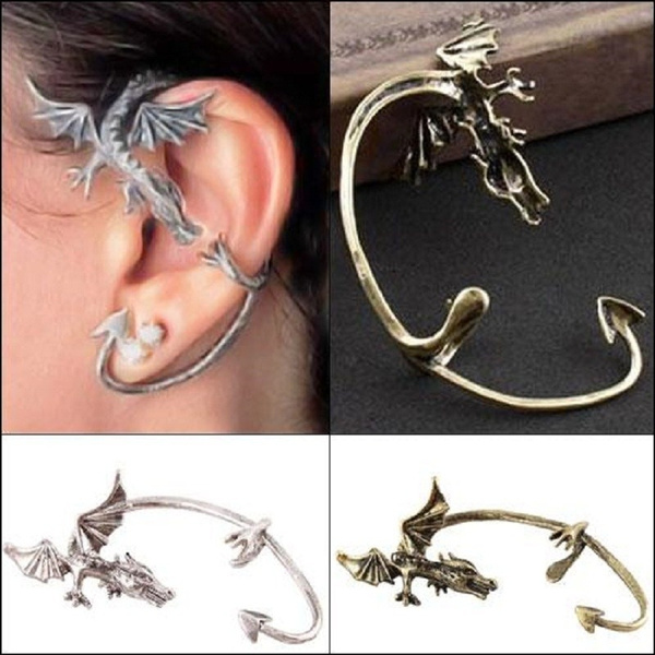 1Pc Cool Punk Spider Web Claws Ear Clip Earrings For Women Goldfish Angel  Wings Ear Cuff