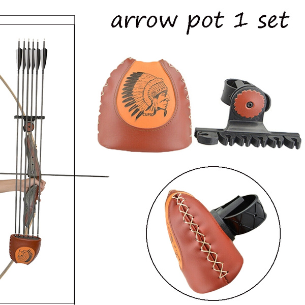 Leather Archery Strap-on Arrow Quiver Holder For Longbow Recurve Bow Lightweight 
