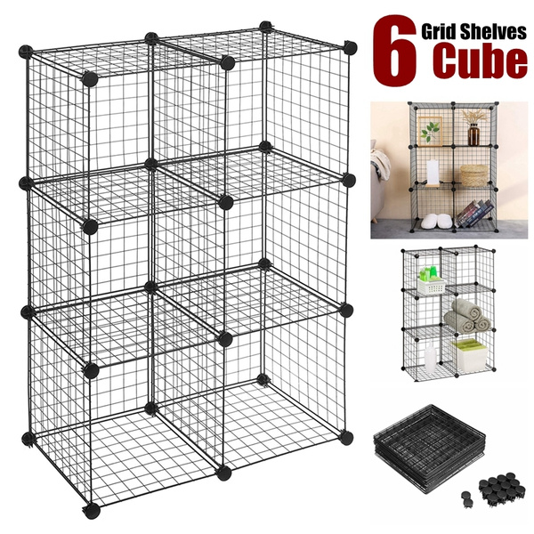H Black Metal Wire Cube Storage Shelves, Black Metal Cube Shelving