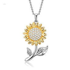 925necklace, Sunflowers, sunflowerpendant, Diamond Necklace
