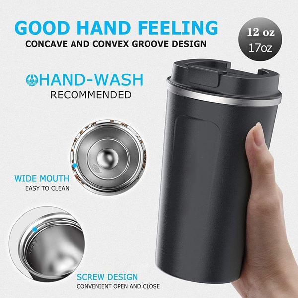 380ml 500ml Insulated Tumbler Coffee Travel Mug Vacuum Insulated Coffee Thermos Cup Stainless Steel with Screw on Lid Leak Proof Keep Hot Cold