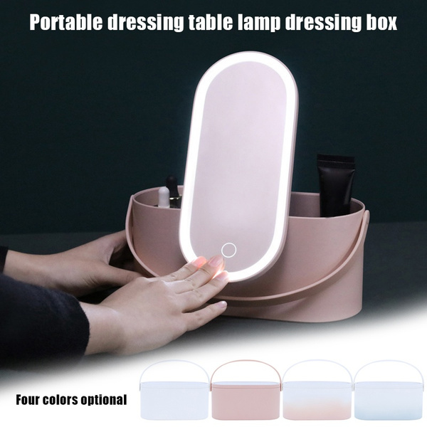 Led Lighted Makeup Mirror Handheld Foldable Dressing Table Mirror