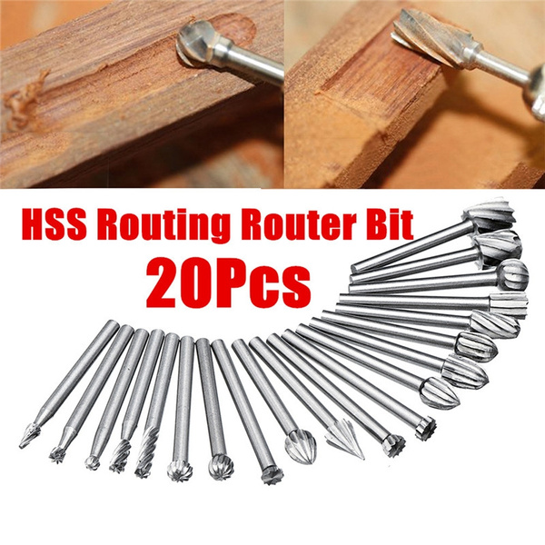 5x 3mm HSS High Speed Steel Routing Router Bits Wood Root Carving Kit Tool 