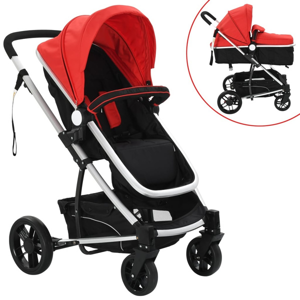 2-in-1 Buggy/Kinderwagen Aluminium rot 