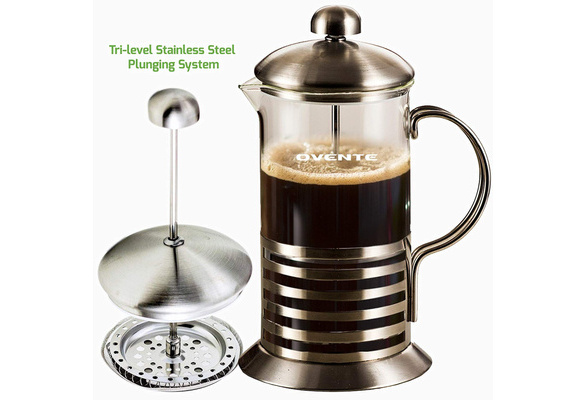 Ovente French Press Coffee and Tea Maker, Stainless Steel, Nickel