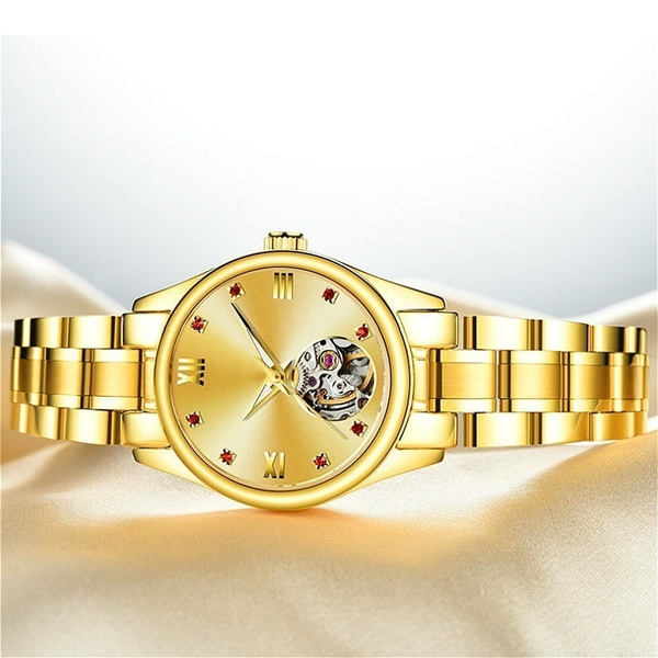 CARNIVAL Femmes Montres Mécaniques Plein Or Squelette Montres Automatiques Pour Femmes Robe