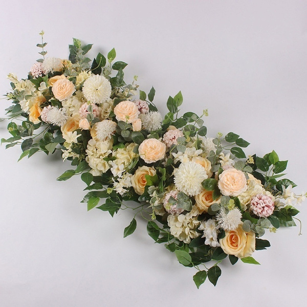 50/100cm Custom Wedding Flower Wall Arrangement Supplies Silk Peonies  Artificial Flower Row Decor for Wedding Party Iron Arch Backdrop