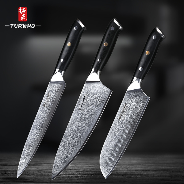 Stainless Steel Cooking Knives Set - White Kitchen Utility, Chef