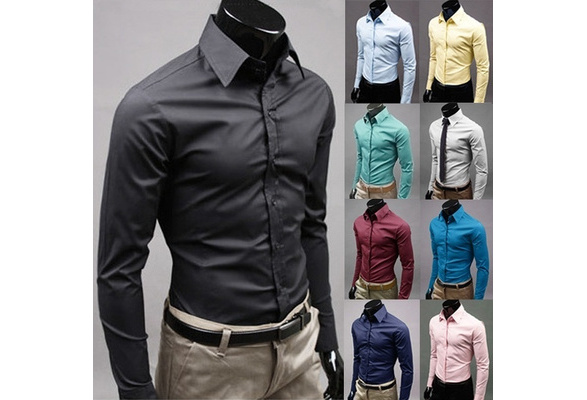 Dress Shirts Cotton Solid Color 