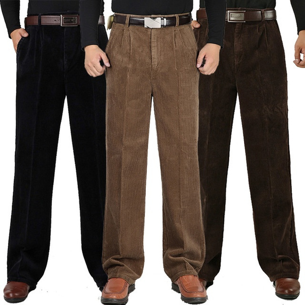 mens high waisted double pleated trousers