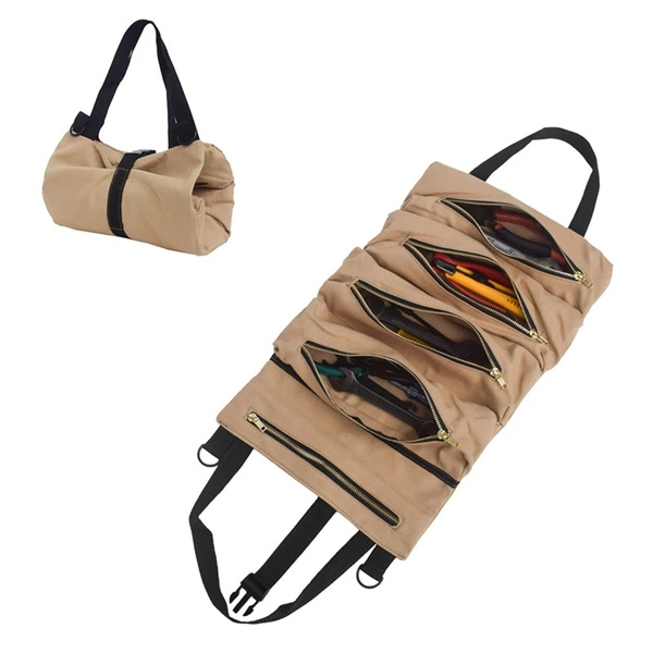 Multi-Purpose Tool Roll Up Bag Wrench Pouch Storage Organizer Canvas Holder Bags 