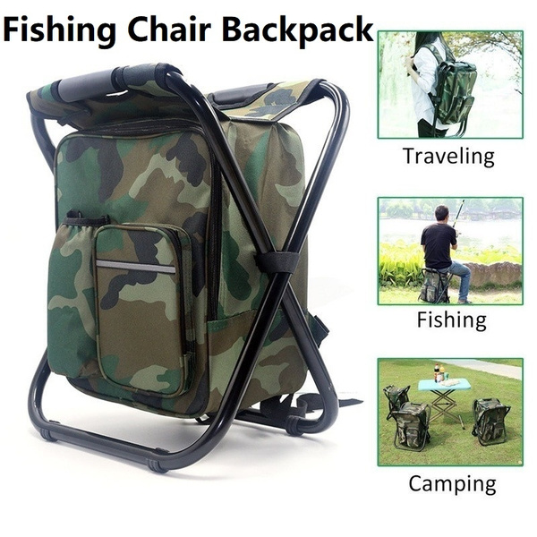 Outdoor Fishing Chair Bag Folding Camping Stool Portable Backpack