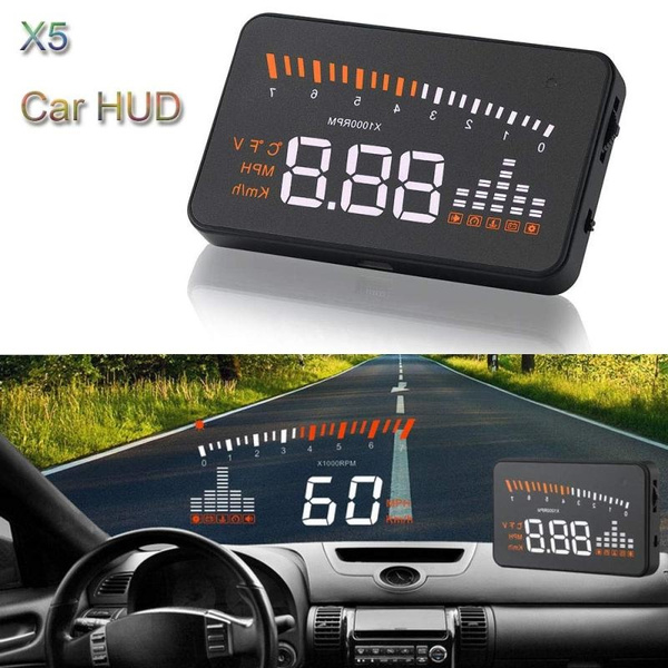 New Hot X5 Car HUD Head Up Display OBD II EOBD Automatic Matching Overspeed  Warning System Projector Windshield Car Voltage Speed Alarm