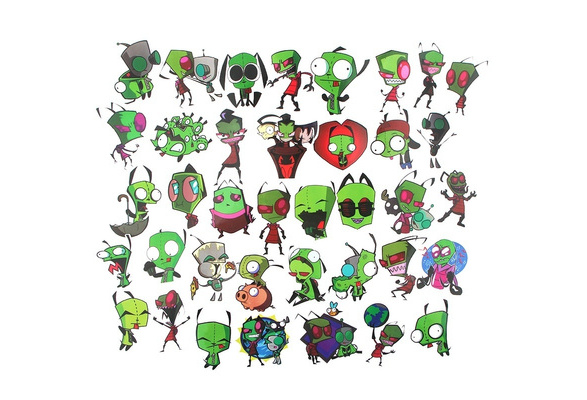 Invader Zim Cartoon Themed Lot of 38 Assorted Sticker Decals Invader Zim Cartoon Themed Lot of 38 Assorted Sticker Decals