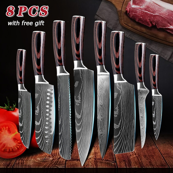 8PCS Kitchen Knives Set ,Stainless Steel Chef Knife Set,Japanese