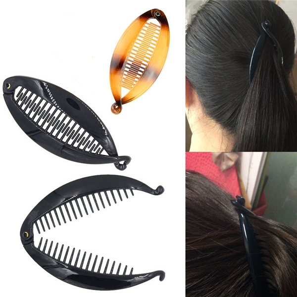 Resin Banana Hair Comb Clip Lady Fish Folder Fishtail Clip Hairpin Headdress 