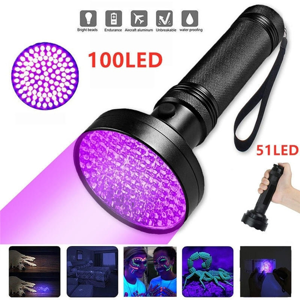 51 LED UV Blacklight 395nm Scorpion Violet Flashlight Detection Light Outdoor 