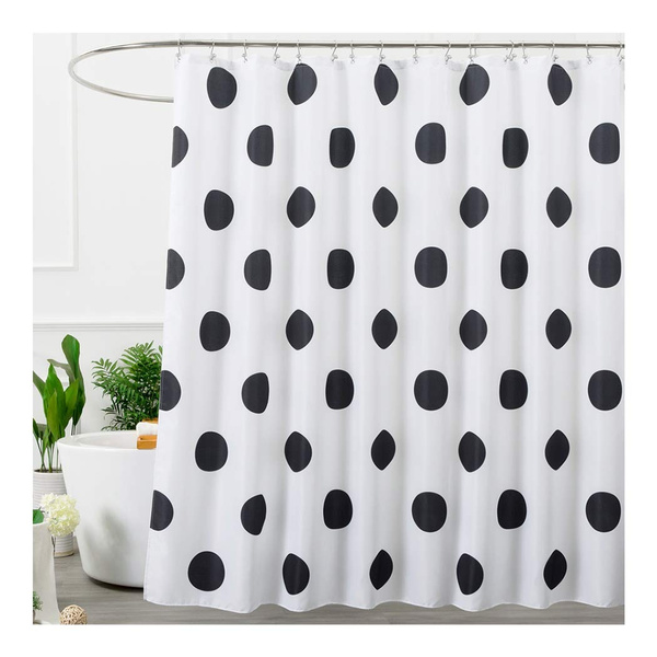 Polka Dot Washable Fabric Shower Curtain Black And White 72 X 72in Wish Polka Dot Washable Fabric Shower, Black And White Polka Dot Shower Curtain