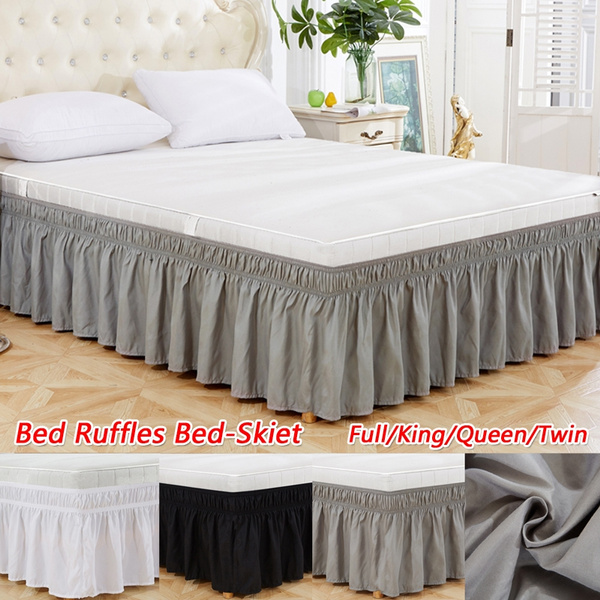 Wrap Around Style Easy Fit Elastic Bed Ruffles Skirt Twin Full Queen King Size Wish Fit Elastic Bed Ruffles Skirt Twin, Wrap Around Bed Ruffle King