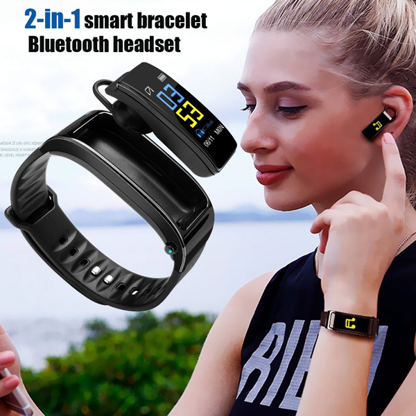 Smartband with store bluetooth headset