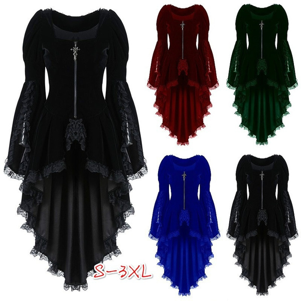  Lace Gothic Dress for Women Medieval Steampunk Dress