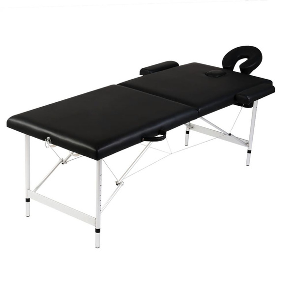 Table De Massage Pliante 2 Zones Noir Cadre En Aluminium Wish