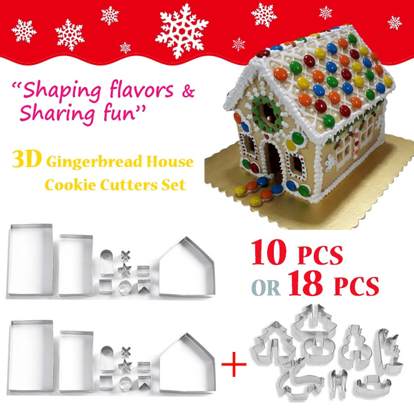 Mini Gingerbread House Cookie Cutter Set 3 Pieces Stainless Steel Biscuit Mo WDT 