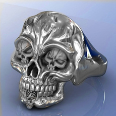 Men's Good Quality Stainless Steel Punk Gothic Skull Eye Fashion Trend Biker Ring Skull Jewelry