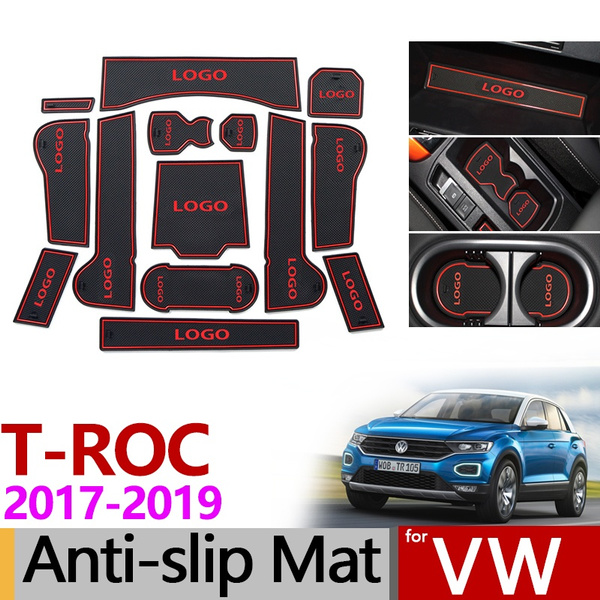 For VW T-ROC Anti-Slip Rubber Cup Cushion Door Groove Mat Volkswagen TROC T  ROC 2017 2018 2019 Accessories Stickers Car Styling