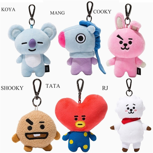 Kpop BTS BT21 Plush Keychain Doll Keyring CHIMMY COOKY RJ Stuffed