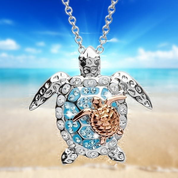 Sea Turtle Necklace Crafted in Sterling Silver and Vitreous Enamel with an  18 Inch Chain : Buy Online at Best Price in KSA - Souq is now Amazon.sa:  Fashion