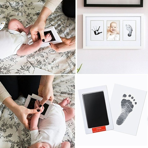 Newborn Baby Handprint or Footprint Clean-Touch Ink Pad, 2 White Cards ...