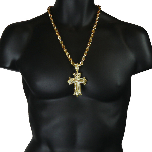 Pendant Cross Necklace Rope Chain 9mm 