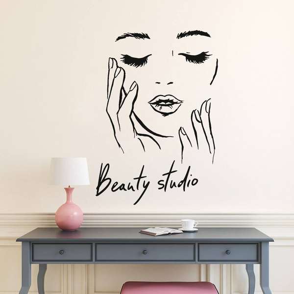 Beauty Salon Wall Decal Eyes View Face Makeup Vinyl Sticker Decals Bedroom C80 