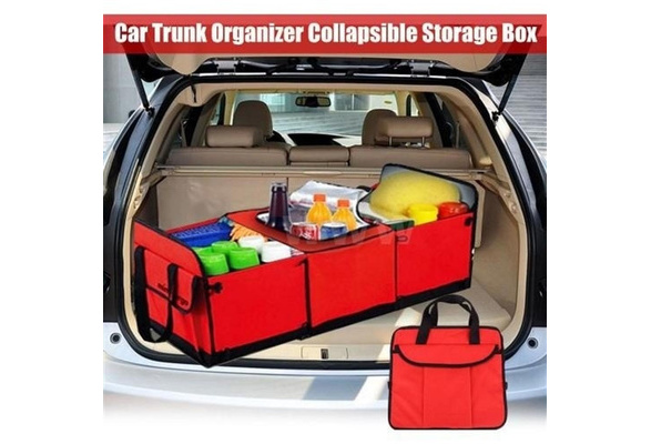 Foldable Automotive Trunk Organizers for SUV Removable Collapsible Trunk Bed Car Storage Organizer Holds up to 40 Lbs SUV Trunk Organizer for Car with Cooler Large Car Trunk Organizer for Sedan