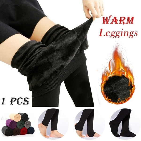 Fashion Women Stretch Fleece Lined Pants Thick Warm Winter Pants Warm  Leggings
