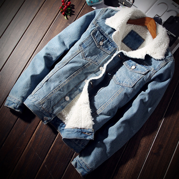 Jean jacket with hot sale wool lining mens