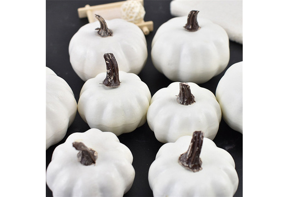 Cshangzei 12 Pack White Foam Pumpkins,DIY Assorted White Pumpkins,Small Artificial Pumpkin Set for Halloween Decor,Thanksgiving,Home Decoration