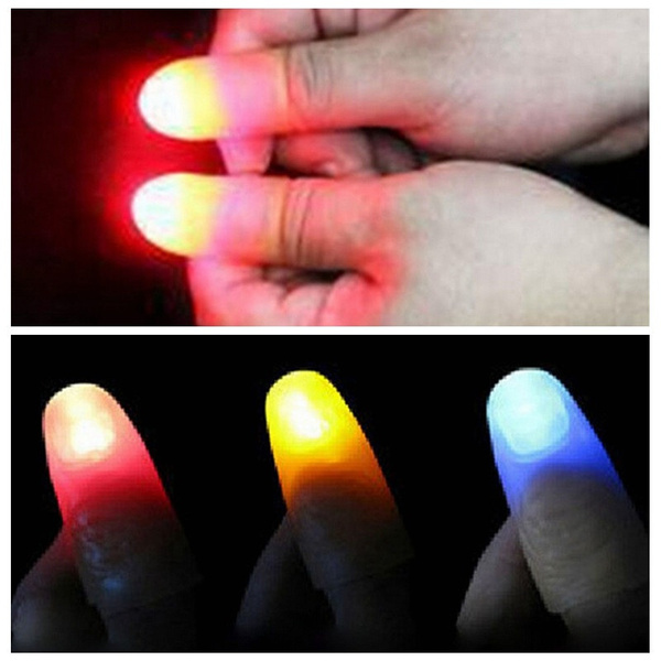 2Pcs Magic Super Bright Light Up Thumbs Fingers Trick Appearing Light Close 