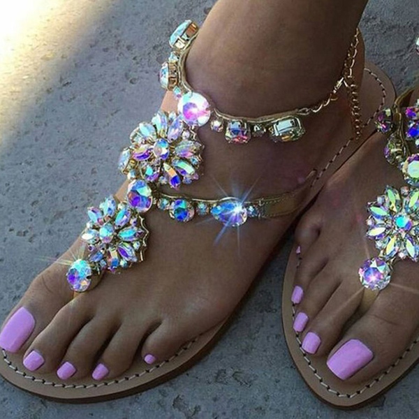 sandals with diamonds on them