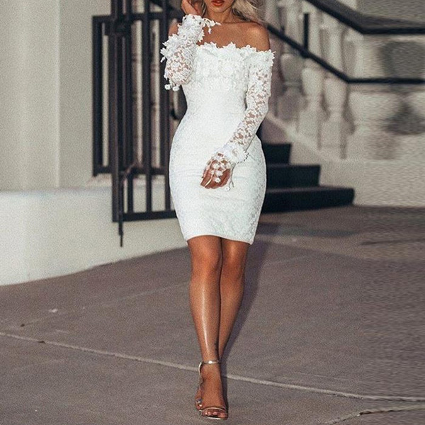 Off the shoulder shop lace mini dress