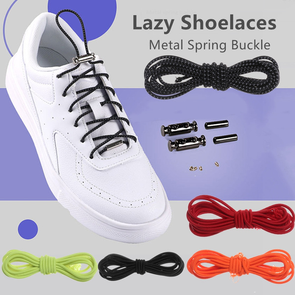 Shoe Strings No Tie Lazy Shoelaces Elastic Laces Lock Buckle Sneaker Sport Shoes 