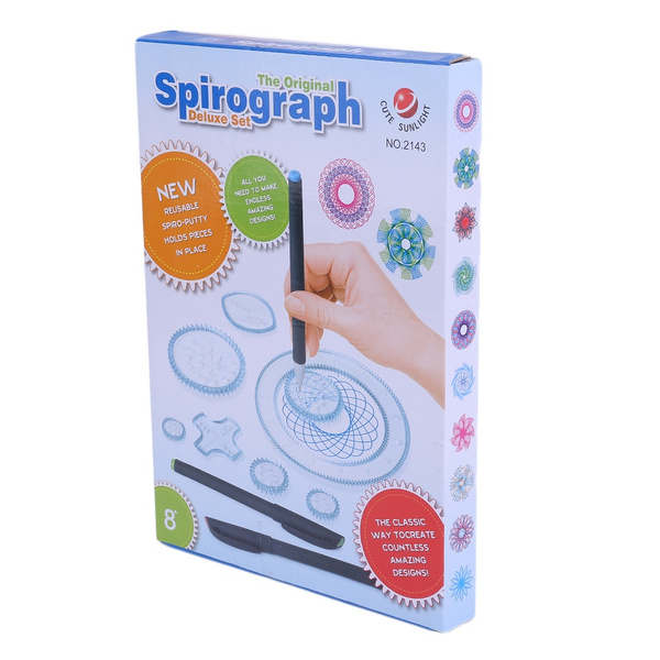 Spirograph Deluxe Set Design Tin Set Draw Spiral Designs