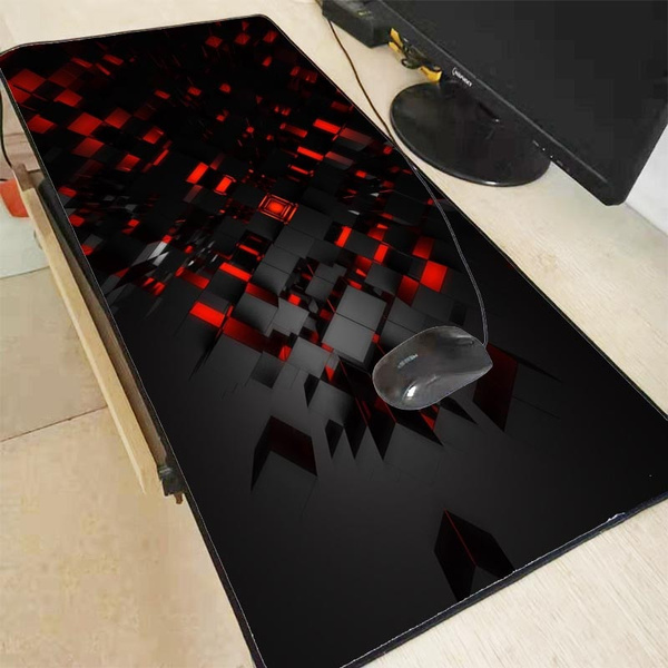 elleboog herhaling Handboek Personality Black and Red 3D Pattern Gaming Locking Edge Mouse Pad Large  Computer Mousepad Desk Mat for CSGO DOTA | Wish
